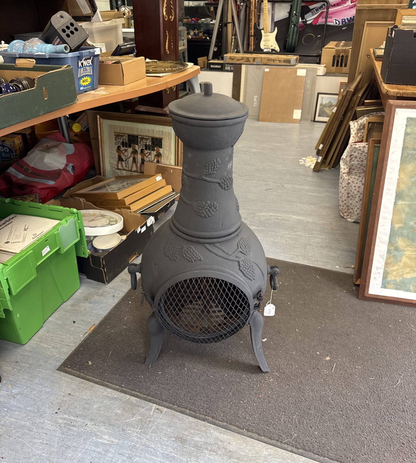 Cast iron garden chimnea - in good condition, leg bolts need tightening up 34” tall approx