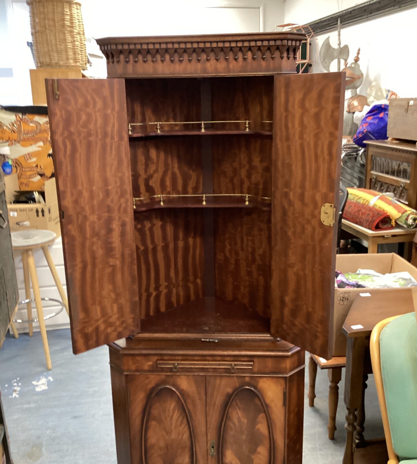 Walnut corner cabinet bottom locked - Image 2