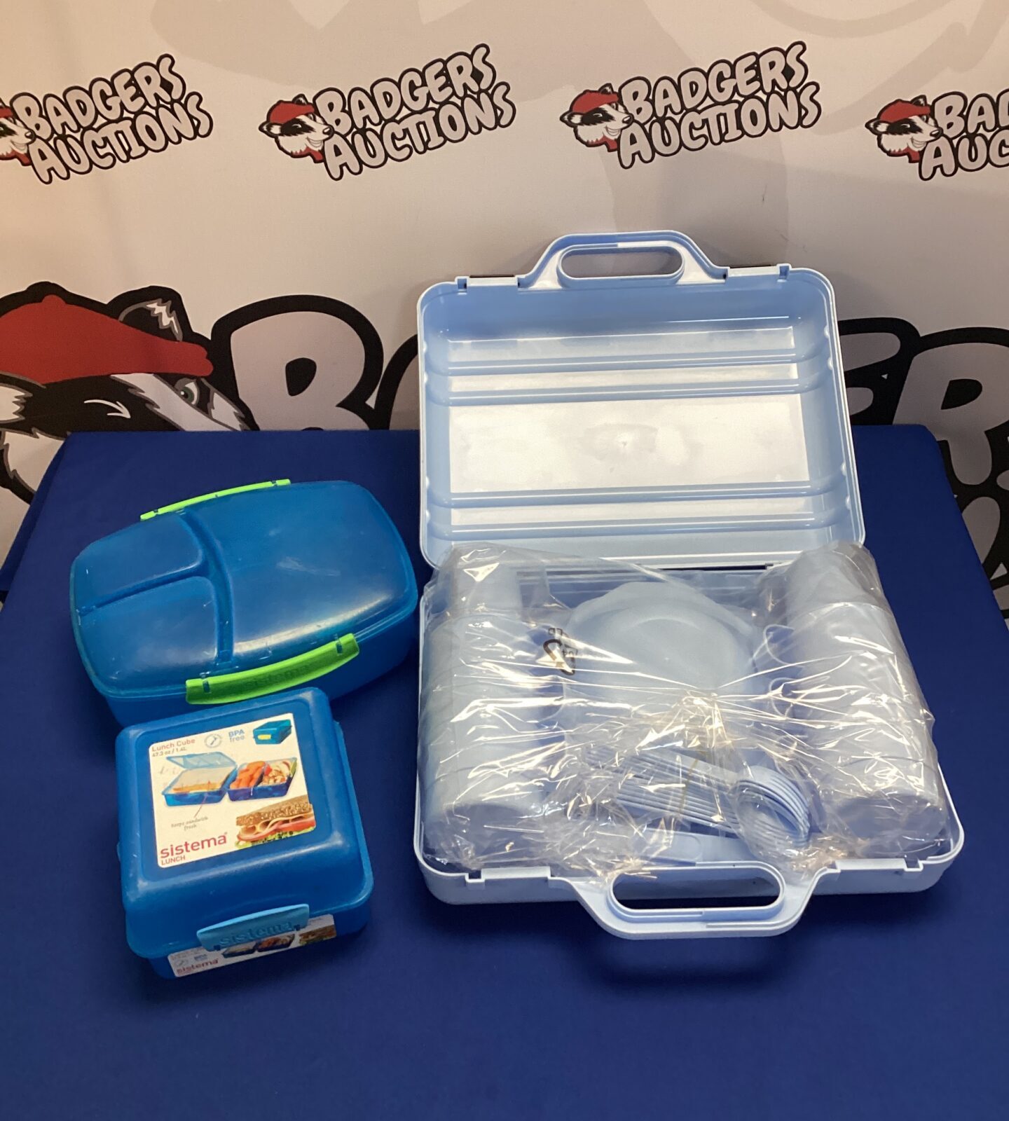 Betterware lunch box with plastic cups & plates with two lunch boxes