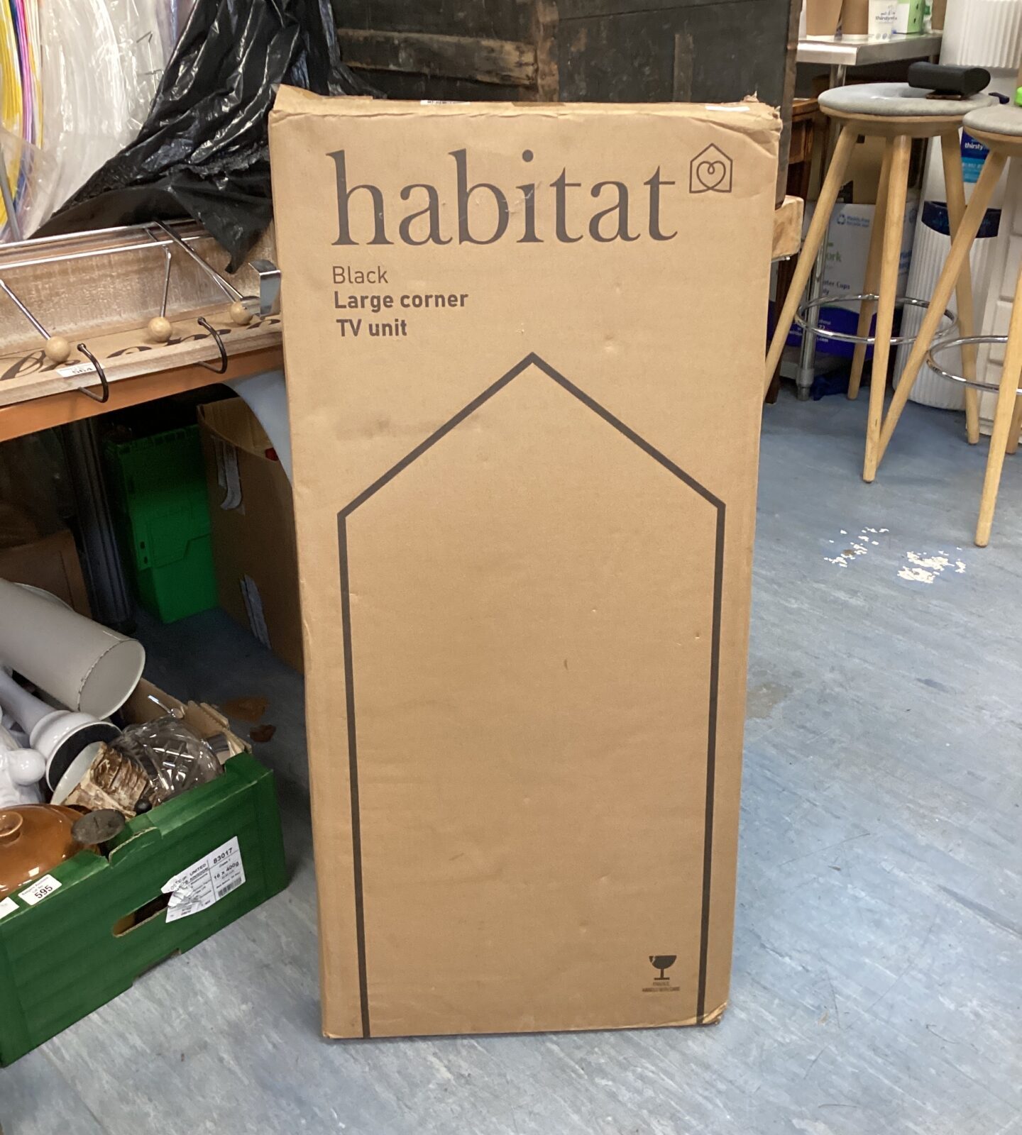 Habitat black large corner TV unit