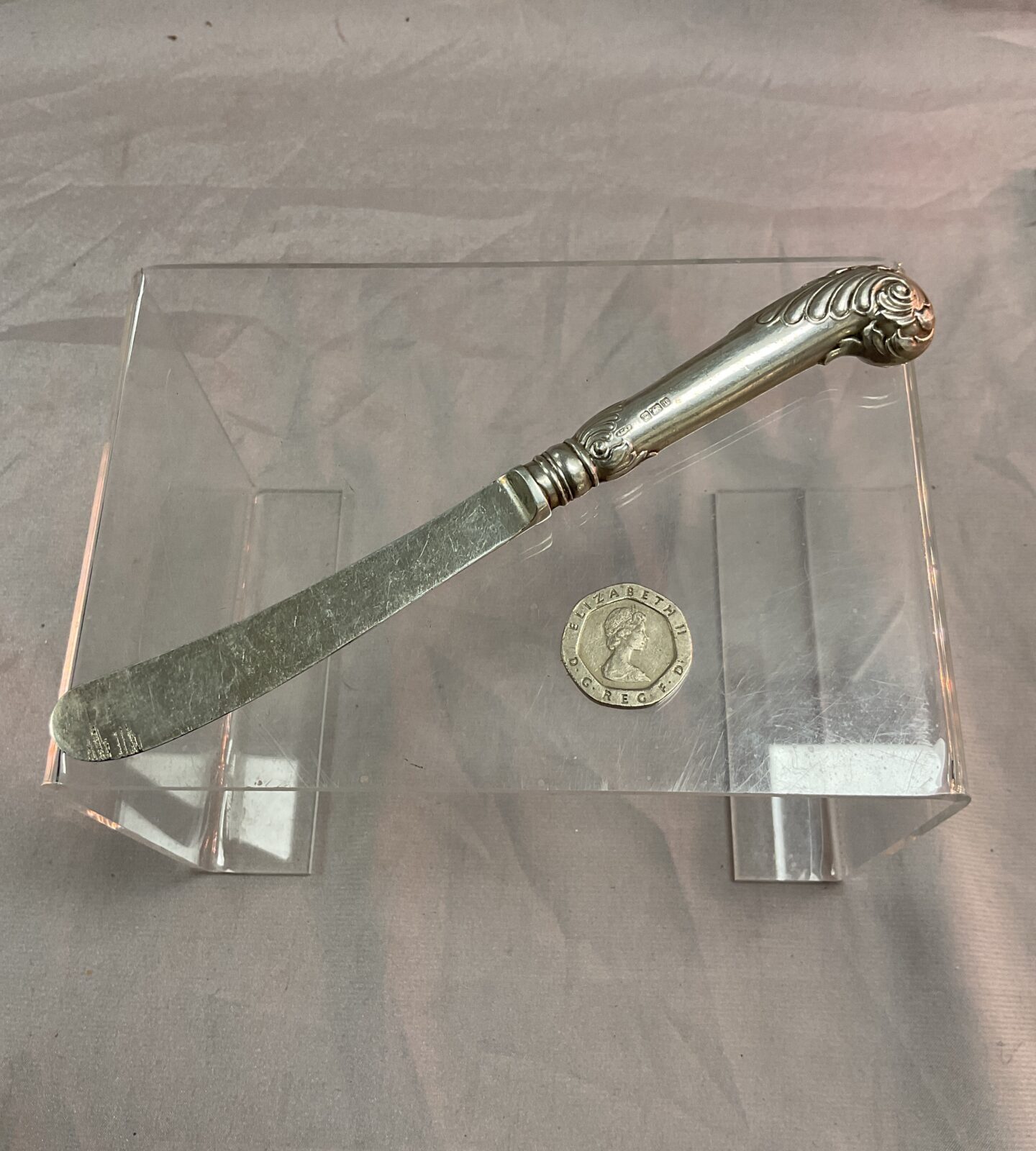 Antique hallmarked silver handle butter knife