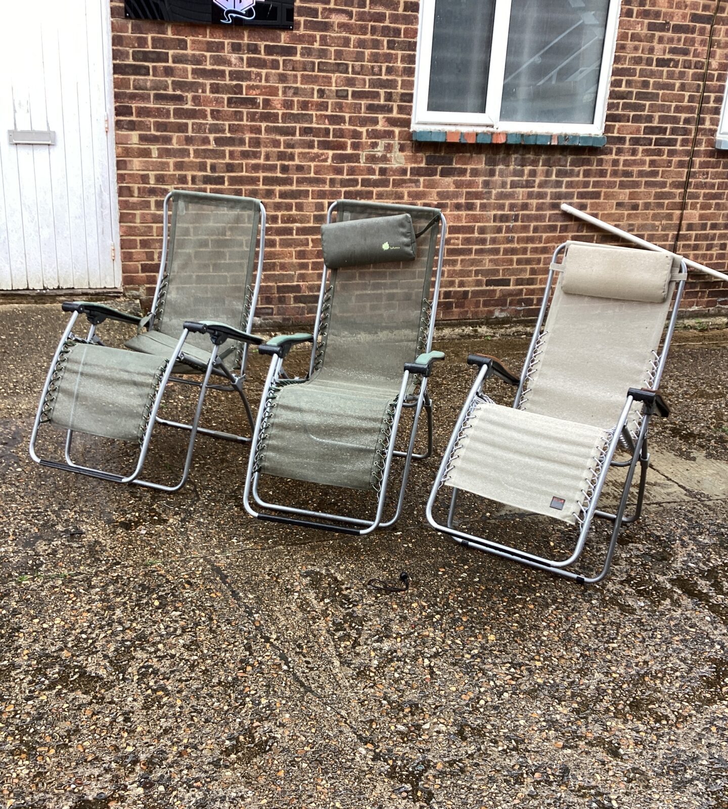 Three reclining Sun loungers