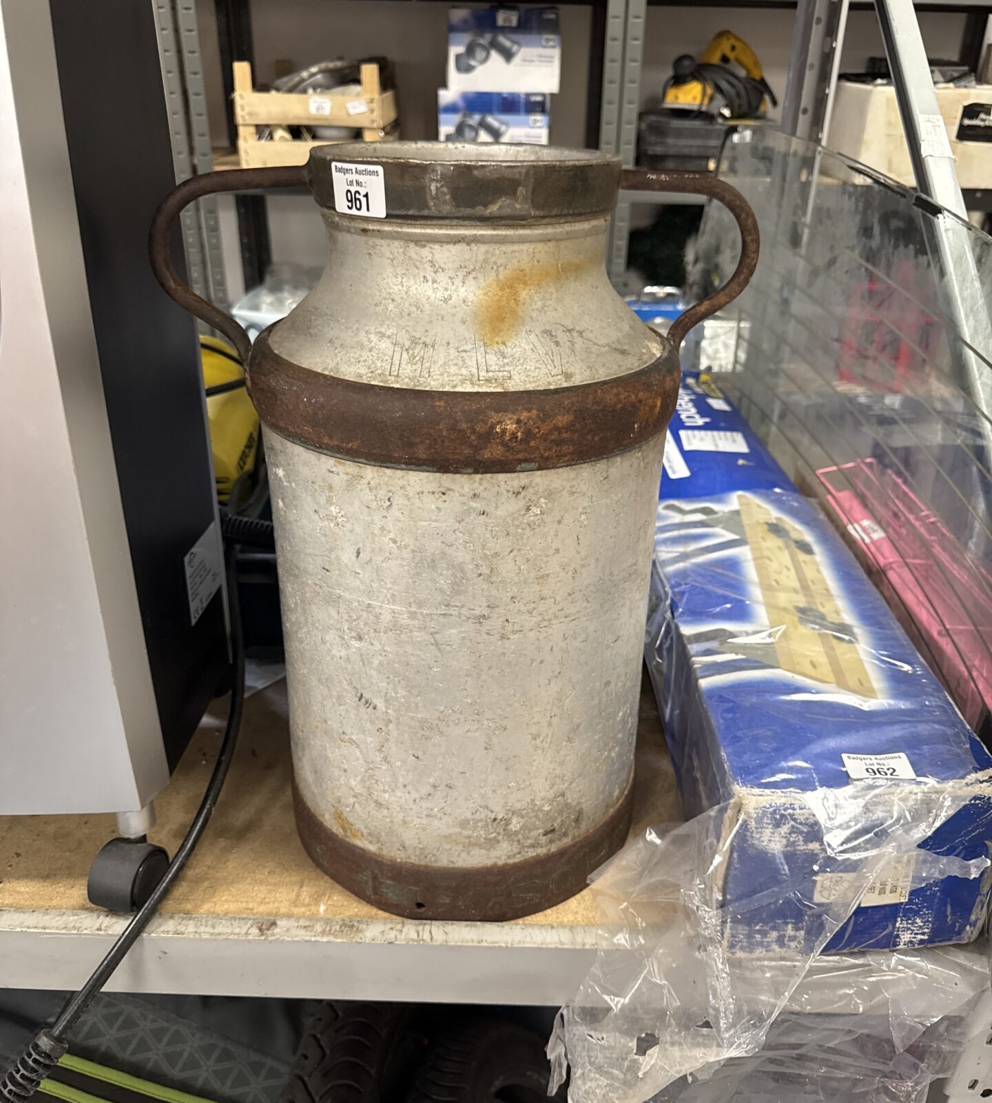 Vintage galvanised milk churn