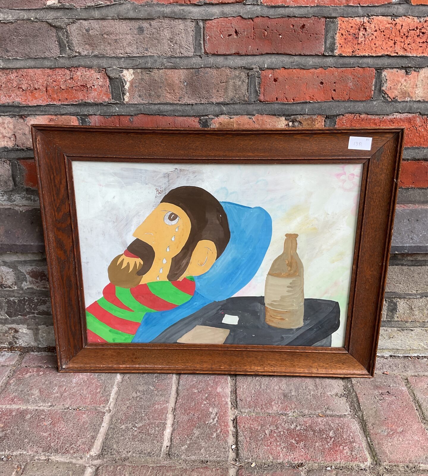 1960s framed watercolour pop art of ringo star titled yellow submrine