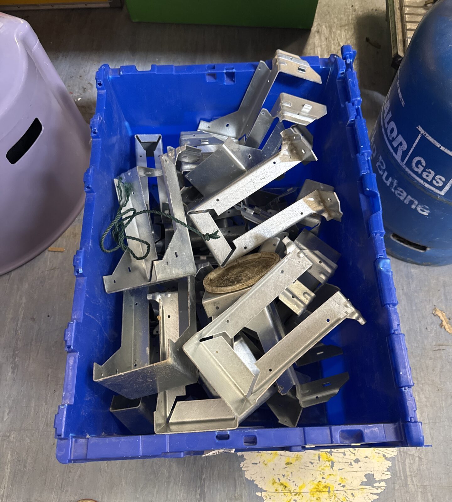 Box of metal joist hangers