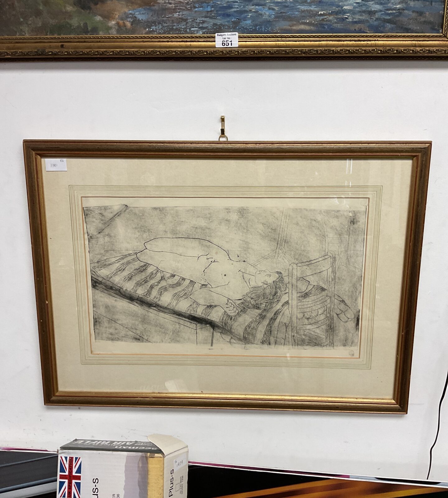 louis klein 1880-1953 etching of a recumbent nude
