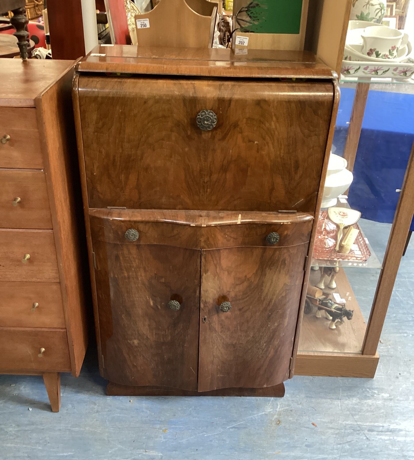 Vintage Walnut Cocktail Cabinet - Image 2