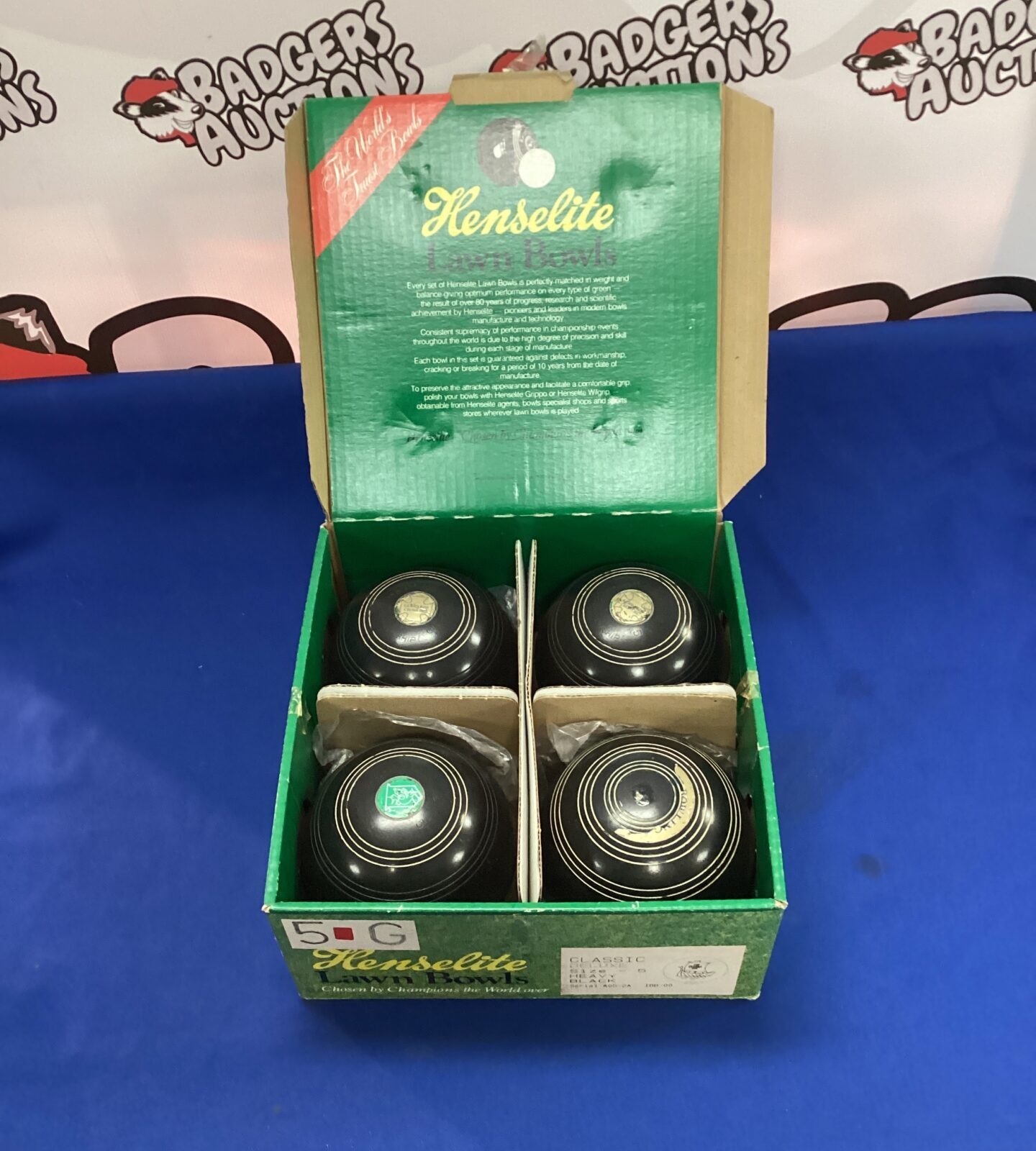Set of four hemselite lawn bowls
