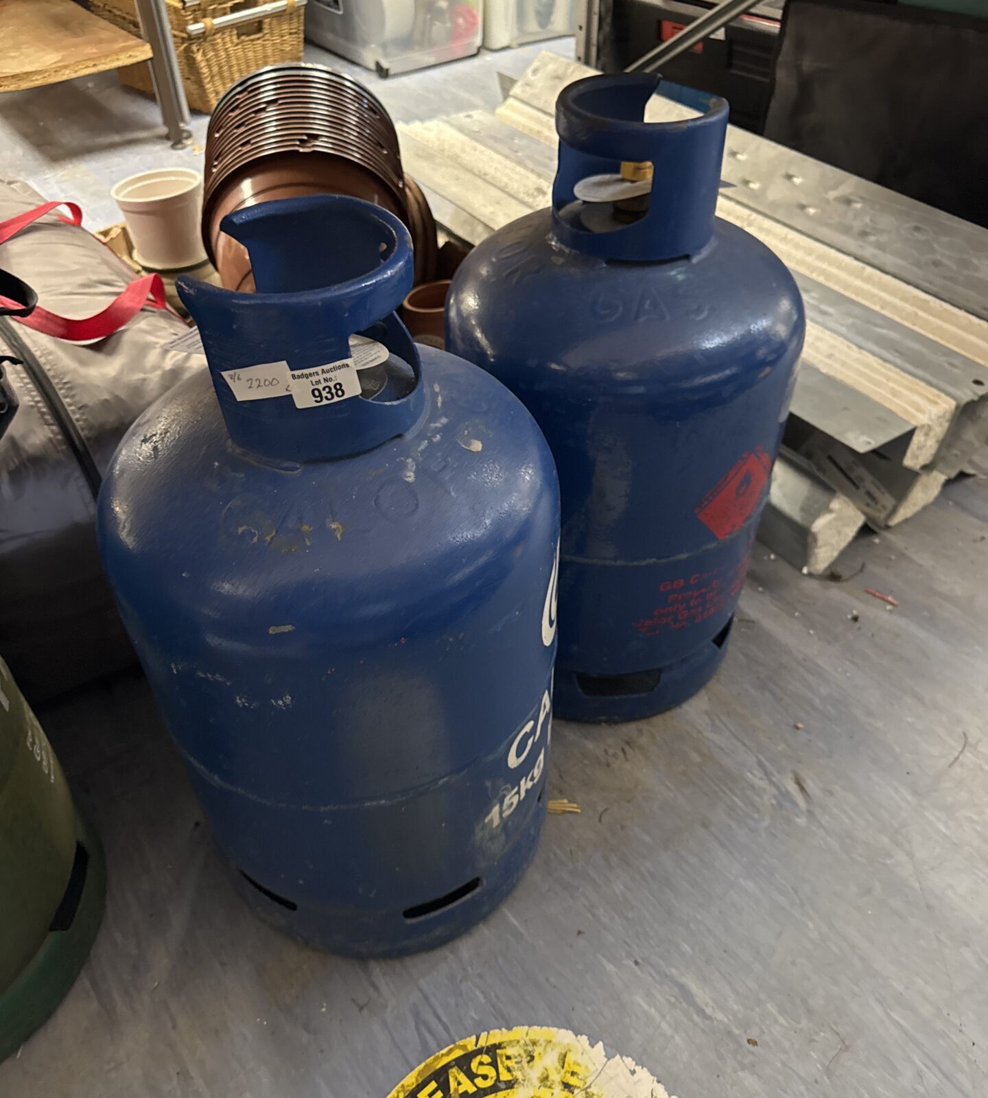 Two 15kg patio gas bottles - unknown contents