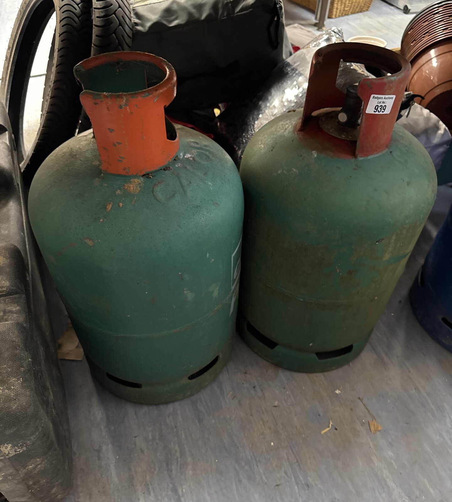 Two calor patio gas bottles - unknown contents