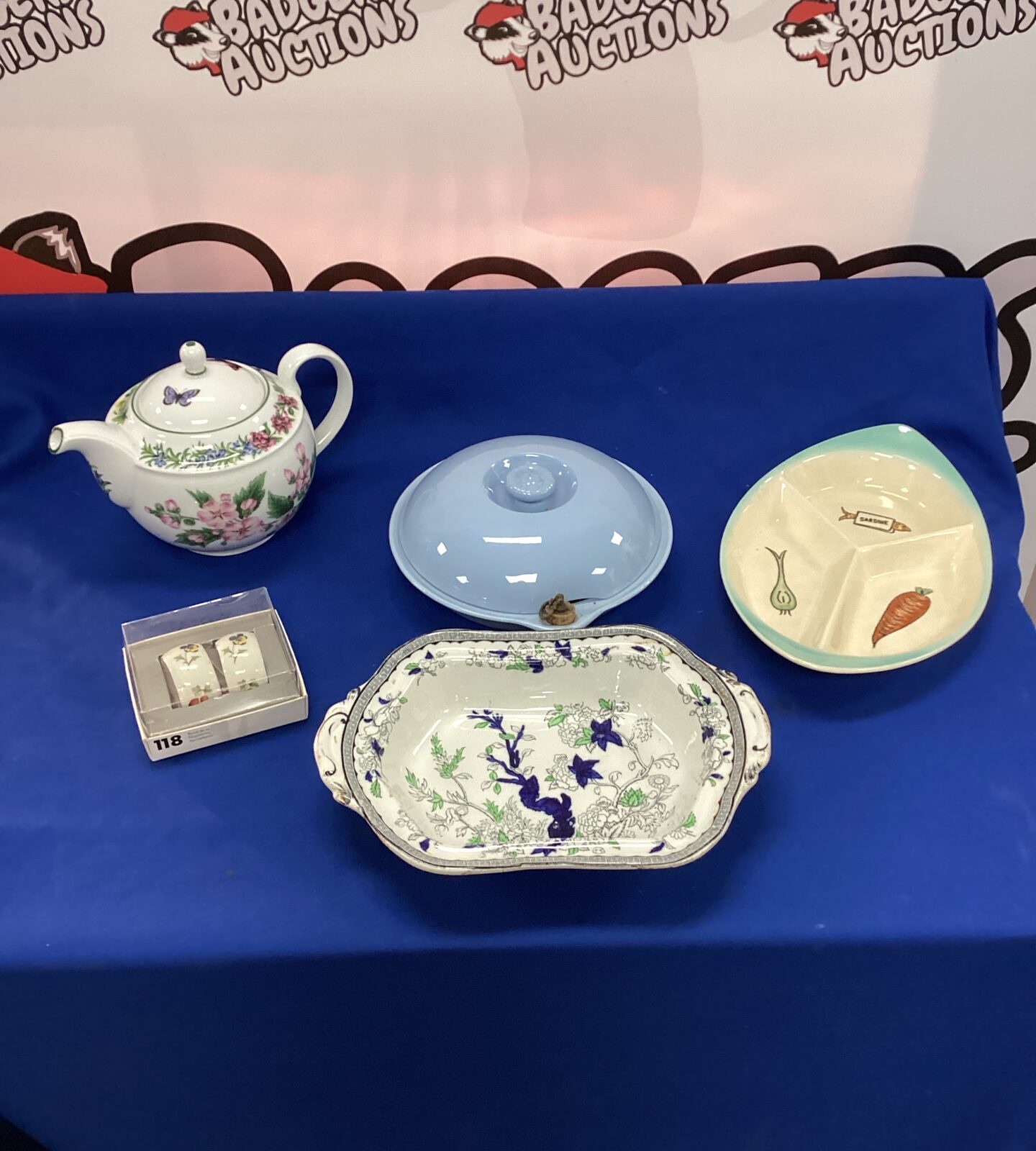 Box of china inc royal Worcester tea pot