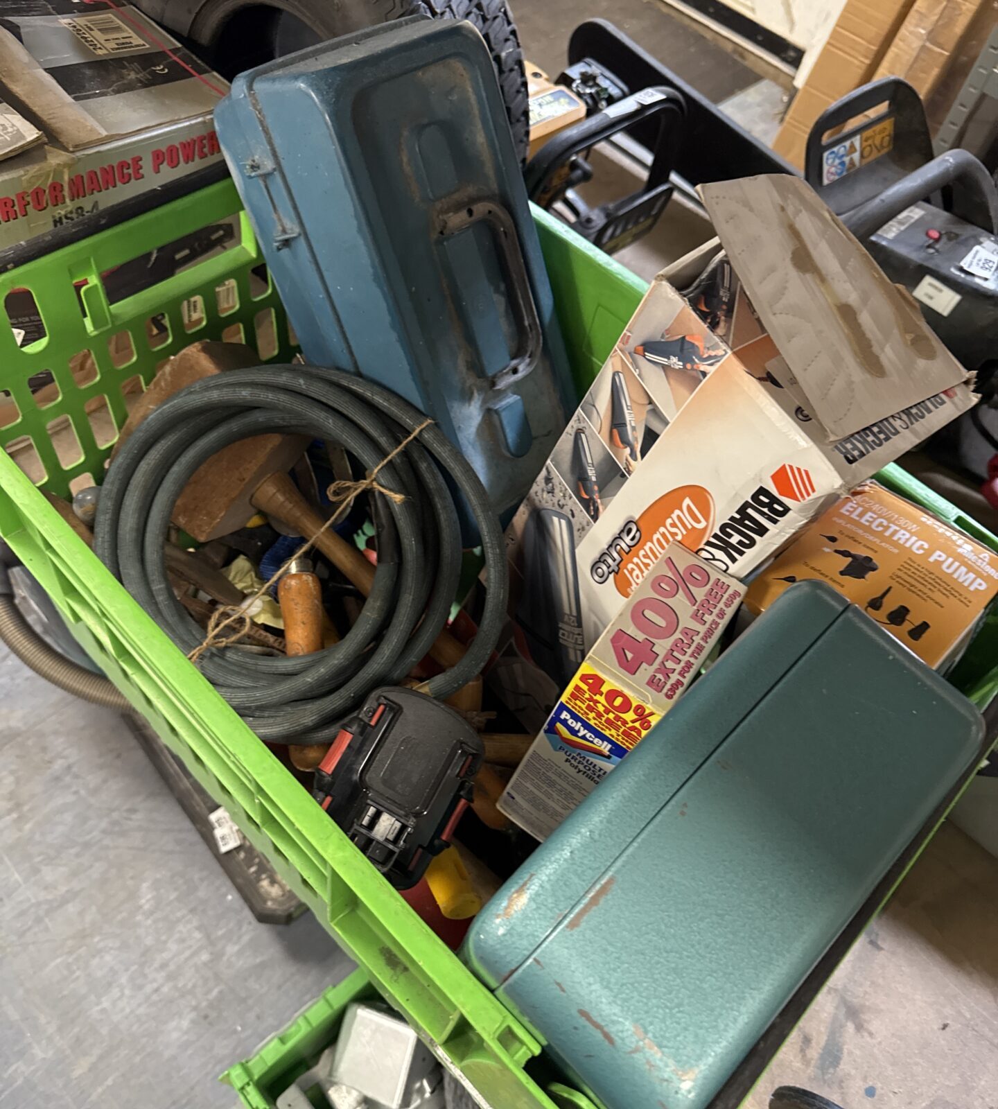 Large crate of mixed shed clearance items