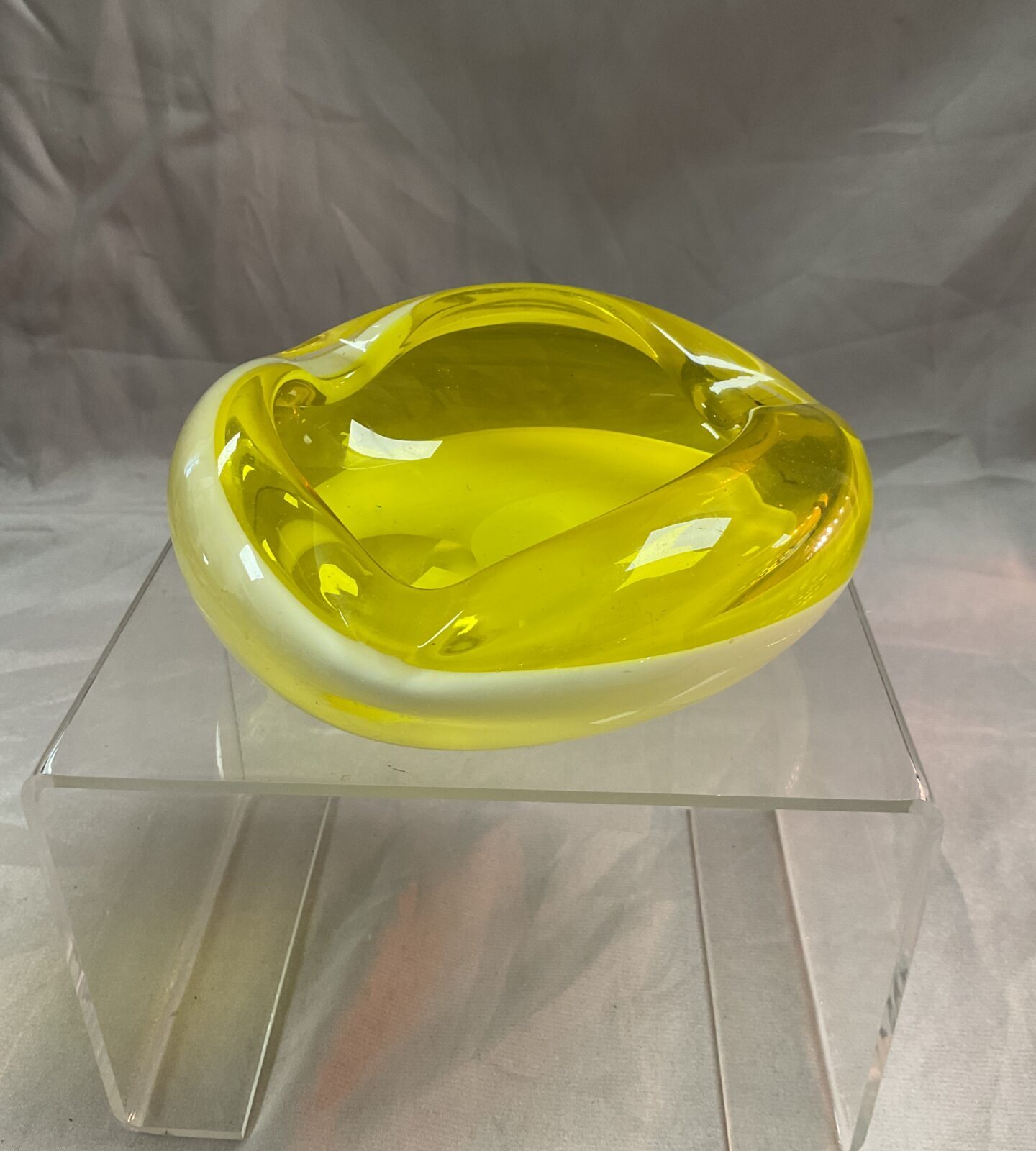 Japanese Yellow and white stripe 5” glass bowl