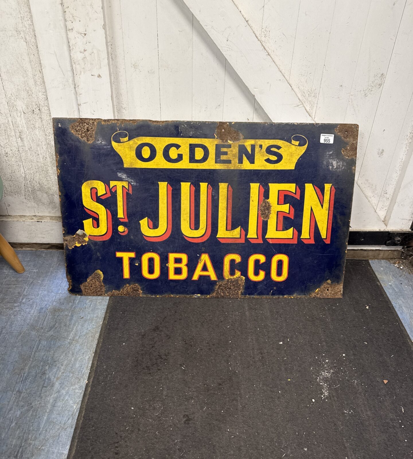 Original ogdens st Julian tobacco enamel sign 34” length