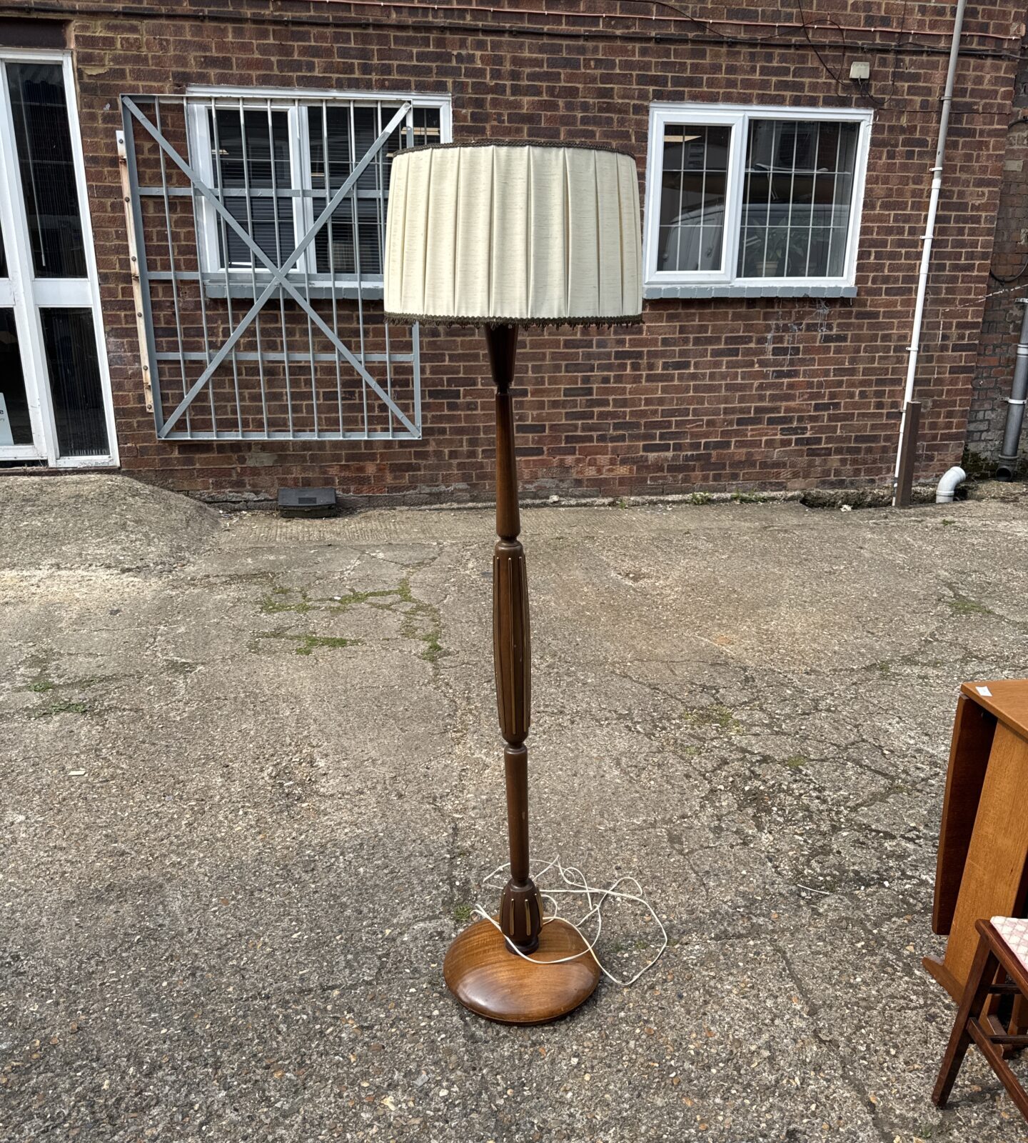 Vintage art deco style mahogany standard lamp with shade