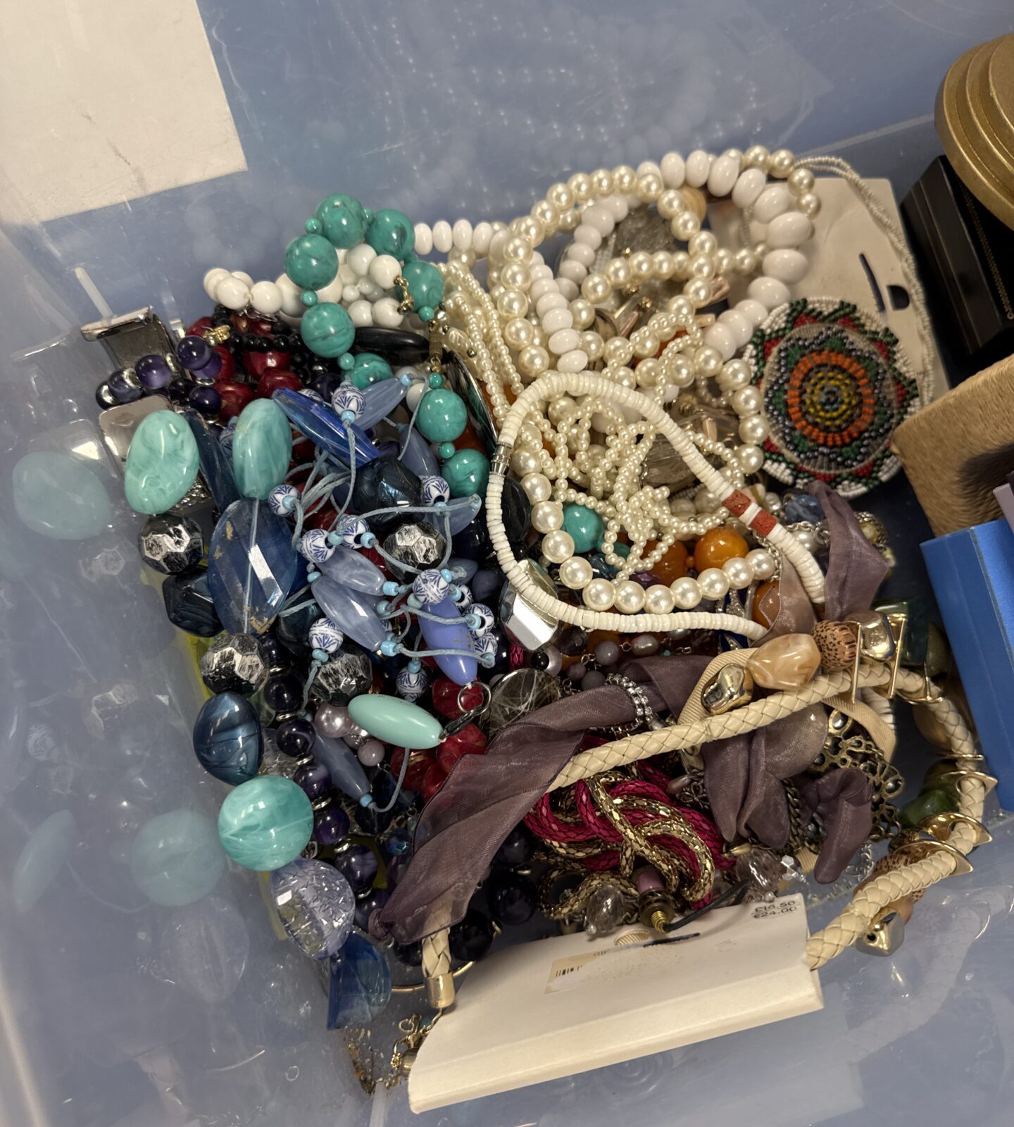Selection of costume jewellery with display stands & boxes - Image 2