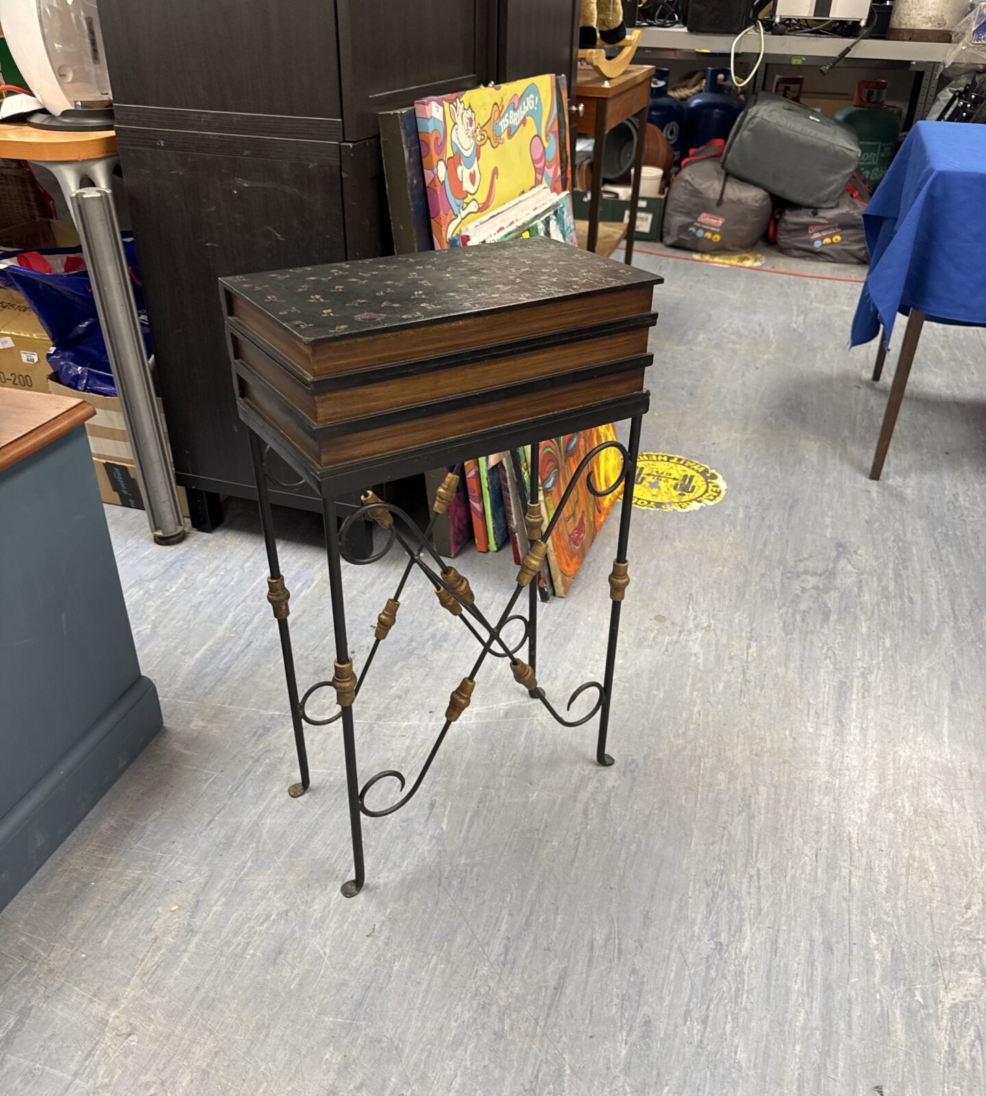 Small vintage wrought iron book case style table