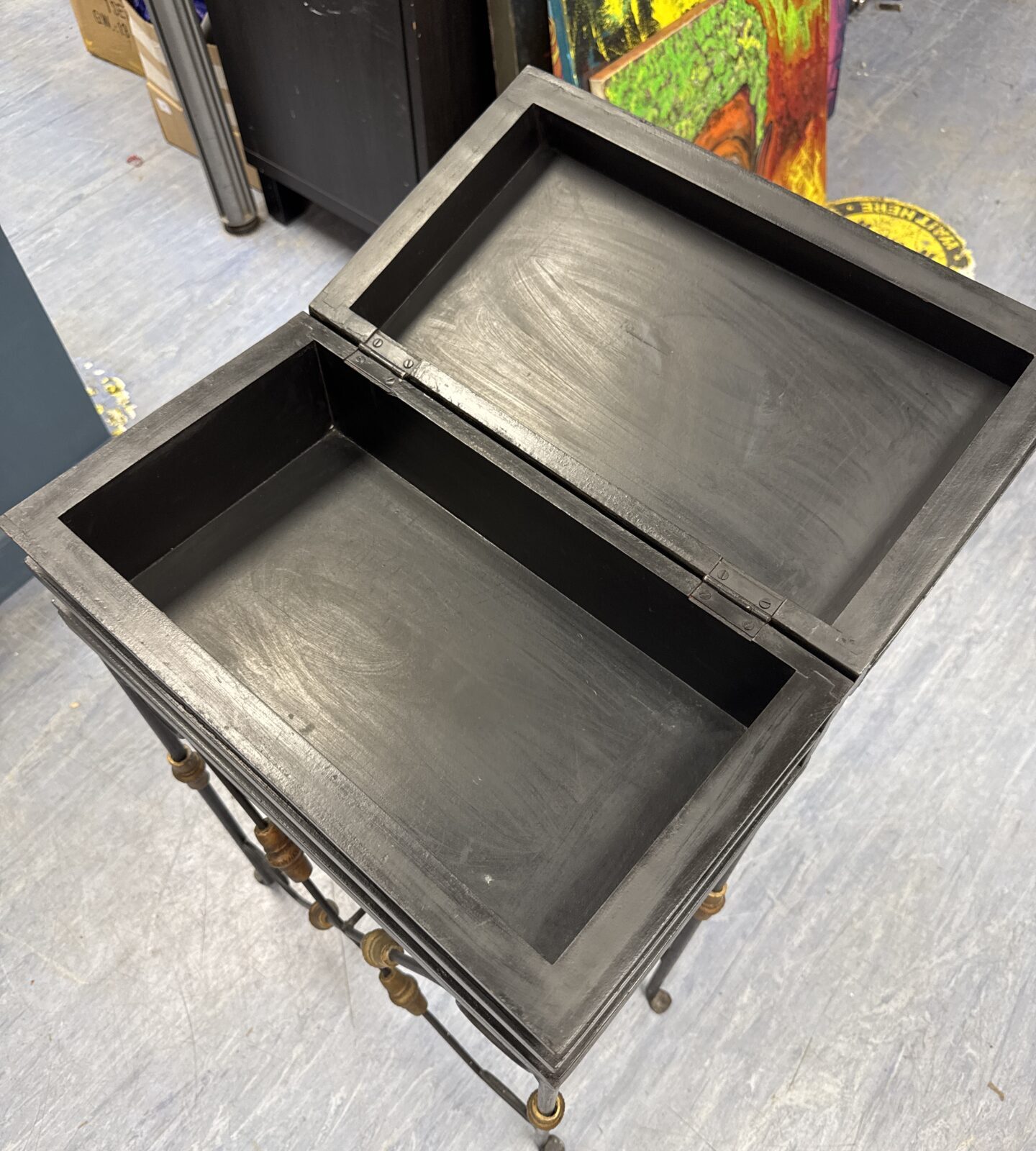 Small vintage wrought iron book case style table - Image 2