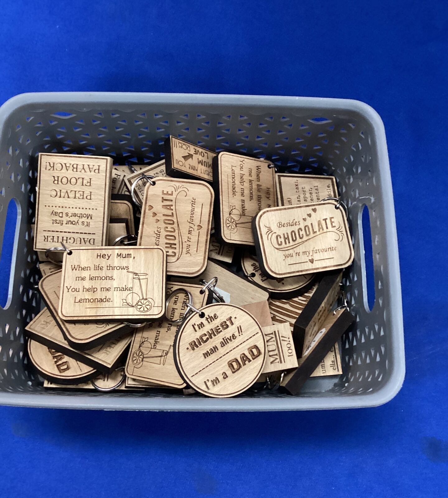 Quantity of Novelty Wooden Key Rings