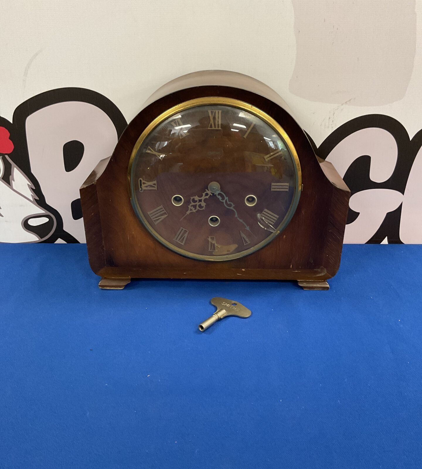 1930s Art Deco Westminister Smiths Mahogany Mantle Clock With Key Working