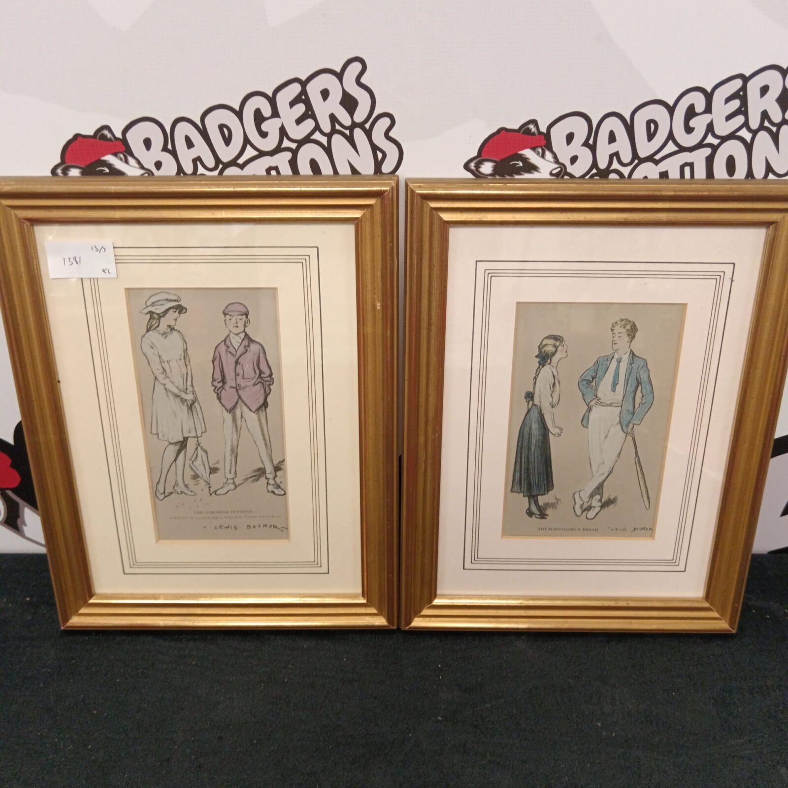 pair of lewis baumer romantic portraits printed 1915