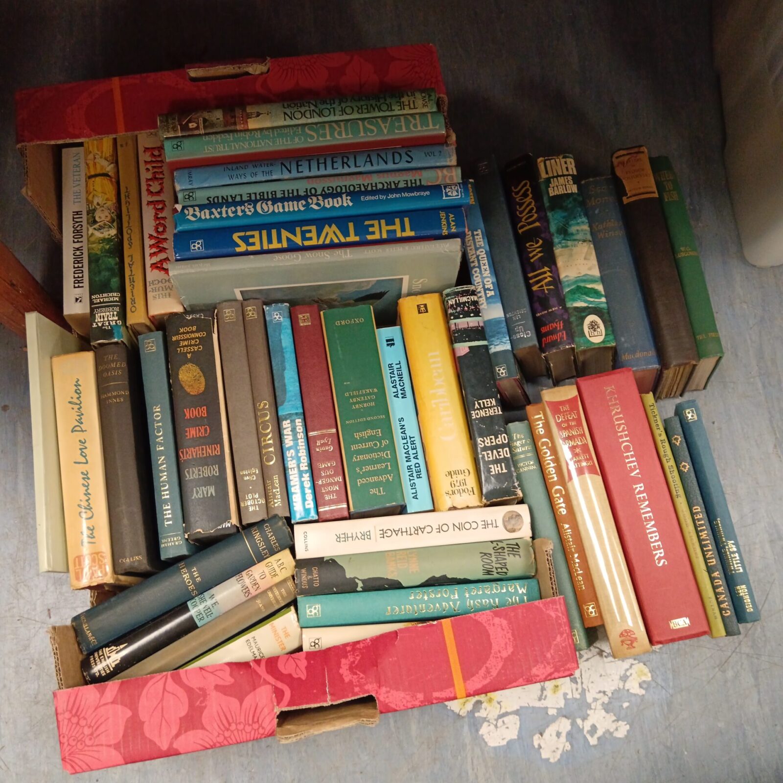 Tray of vintage books including tickets rough shooting