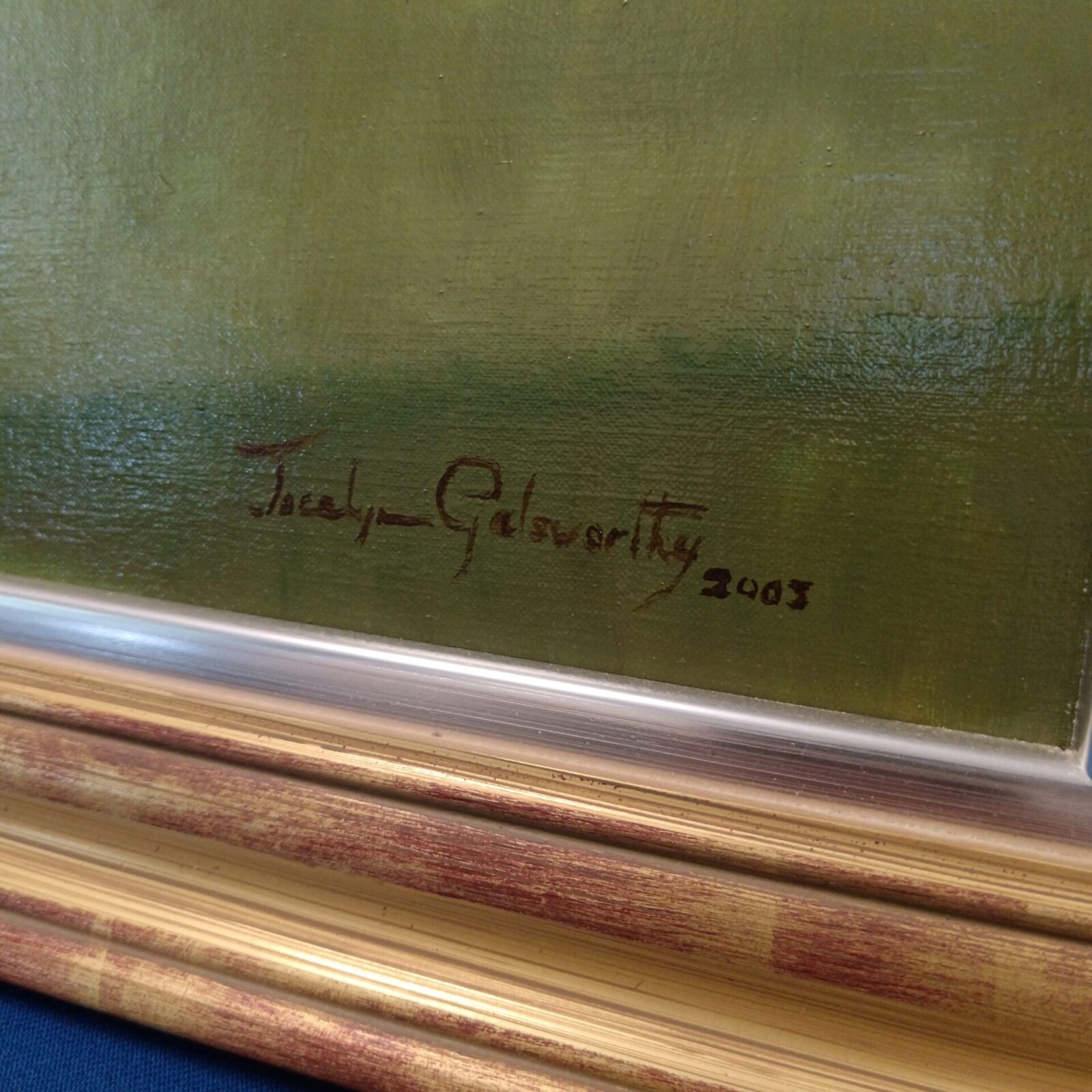 original oil on canvas england /south africa test match 2003 At lords by jocelyn galsworthy first match michael vaughn was captain - Image 2