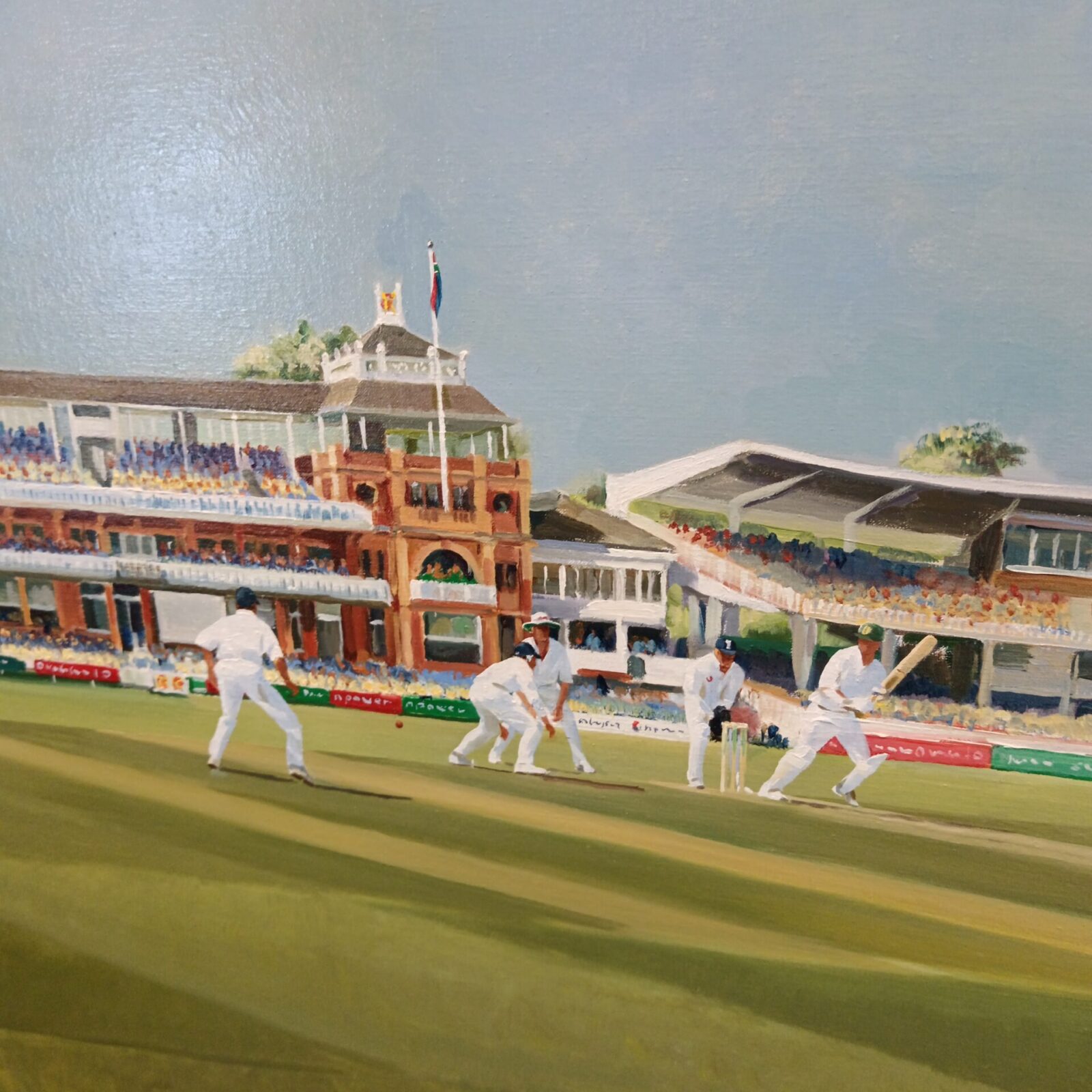 original oil on canvas england /south africa test match 2003 At lords by jocelyn galsworthy first match michael vaughn was captain - Image 3