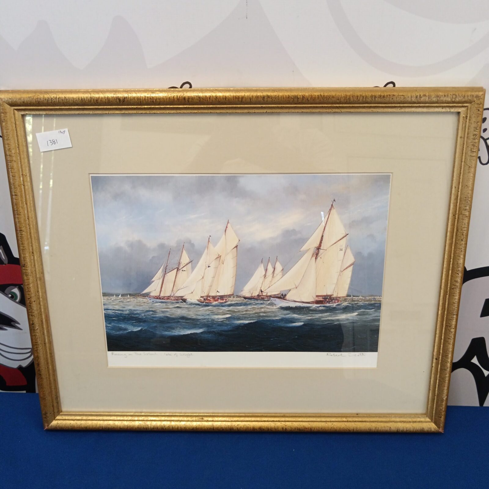 robert scott signed print sailing of racing in the solent isle of wight