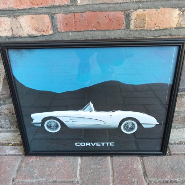 Framed photographic print of a corvette