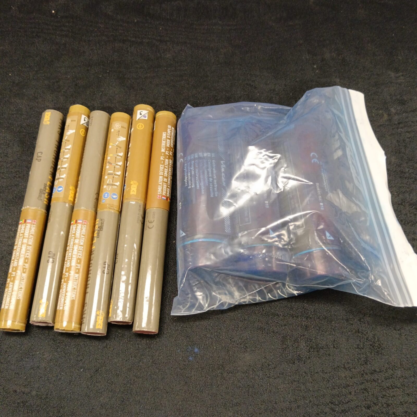 Bundle of air soft/paintball flash bangs & smoke grenades