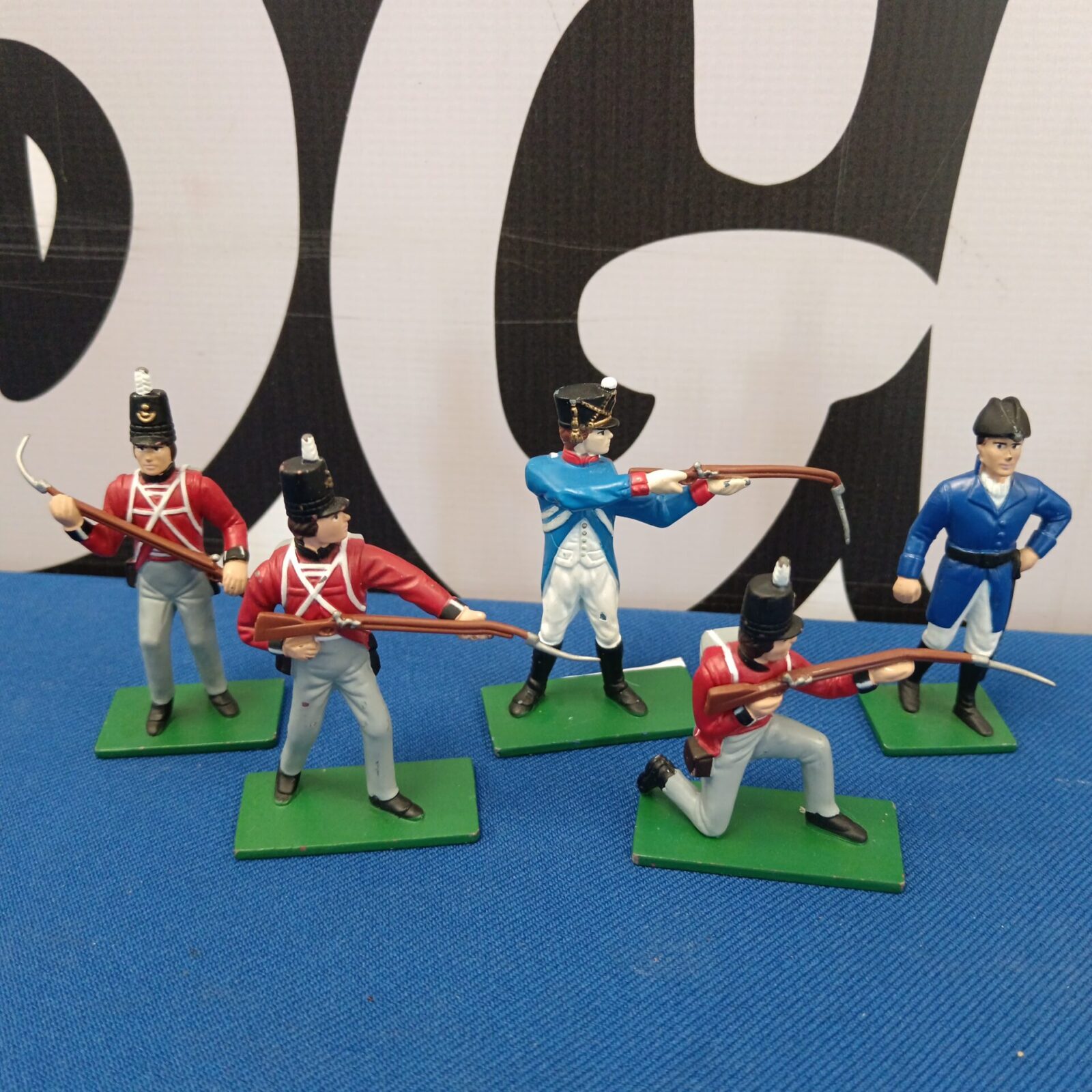 Five metal blue box soldier's