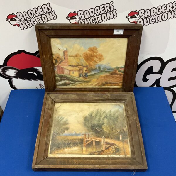 Pair of 1879 dated Victorian country scene watercolours in aged frames.