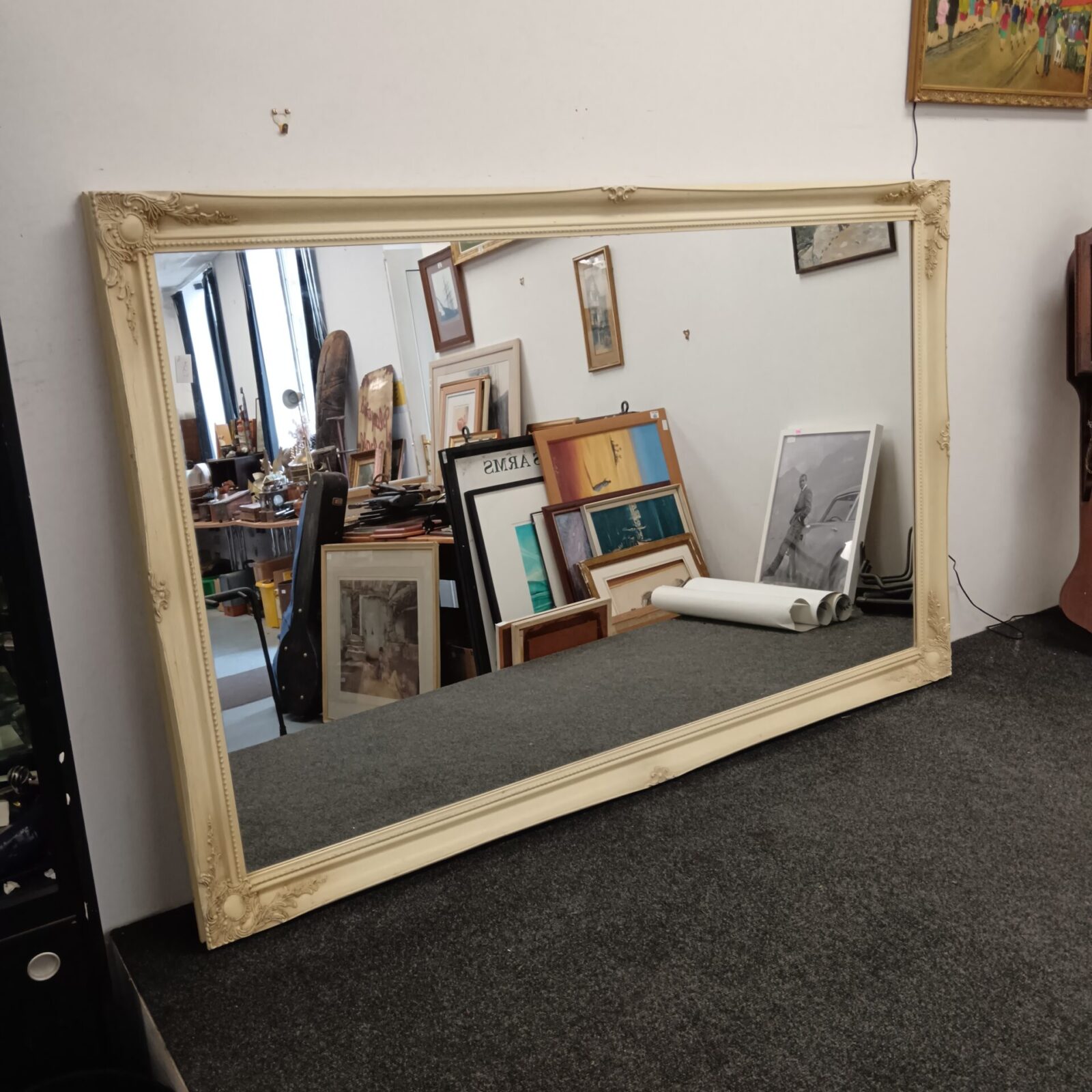 Very large french style over mantle mirror