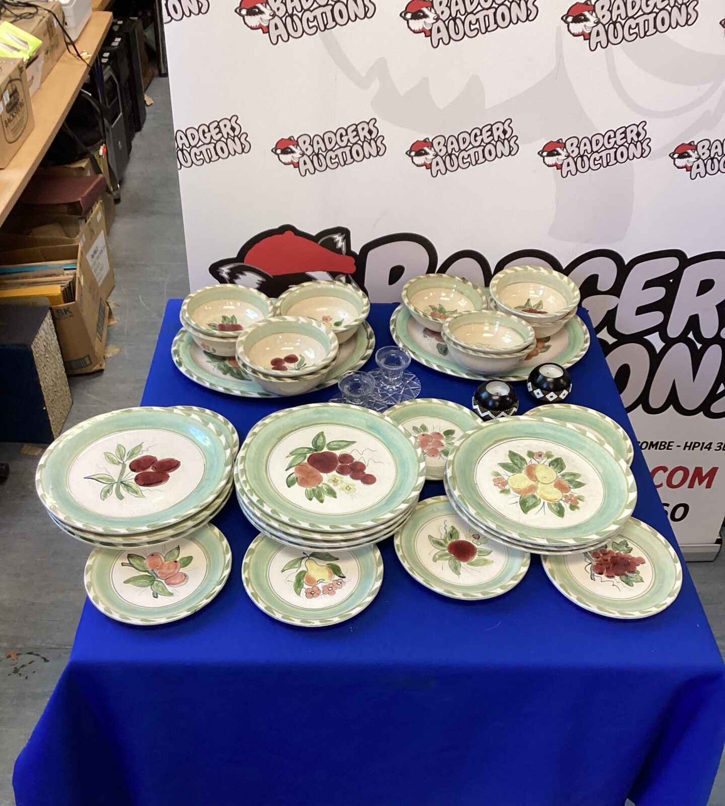 Handpainted Dinner Service with candle holders