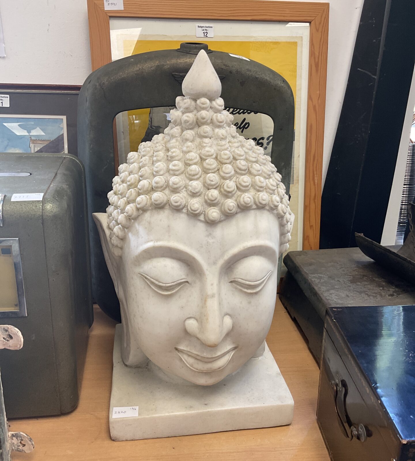 Large resin buddha head 22” tall