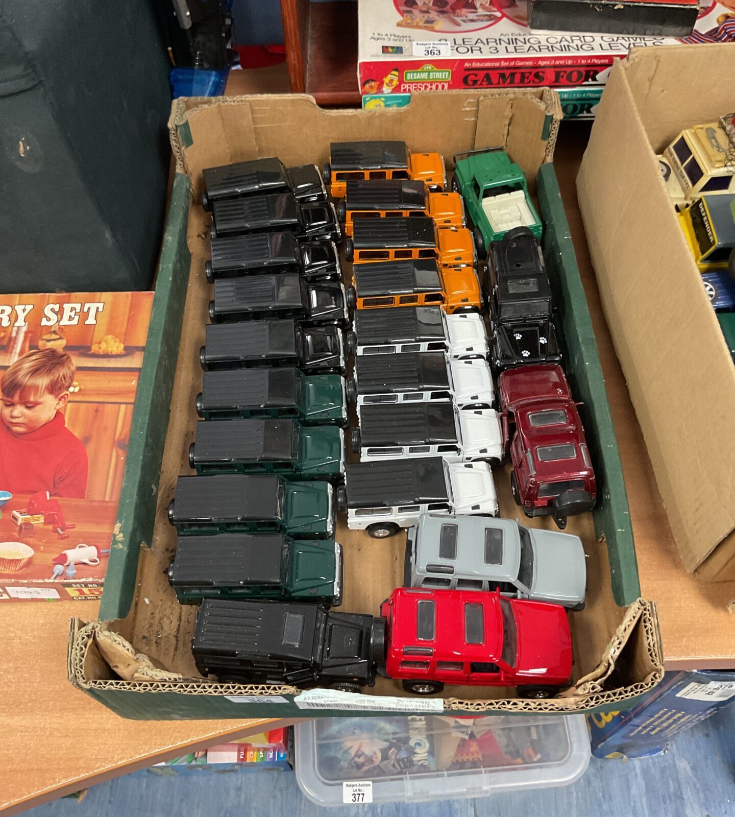 Box full of land rover diecast models inc uni fortune