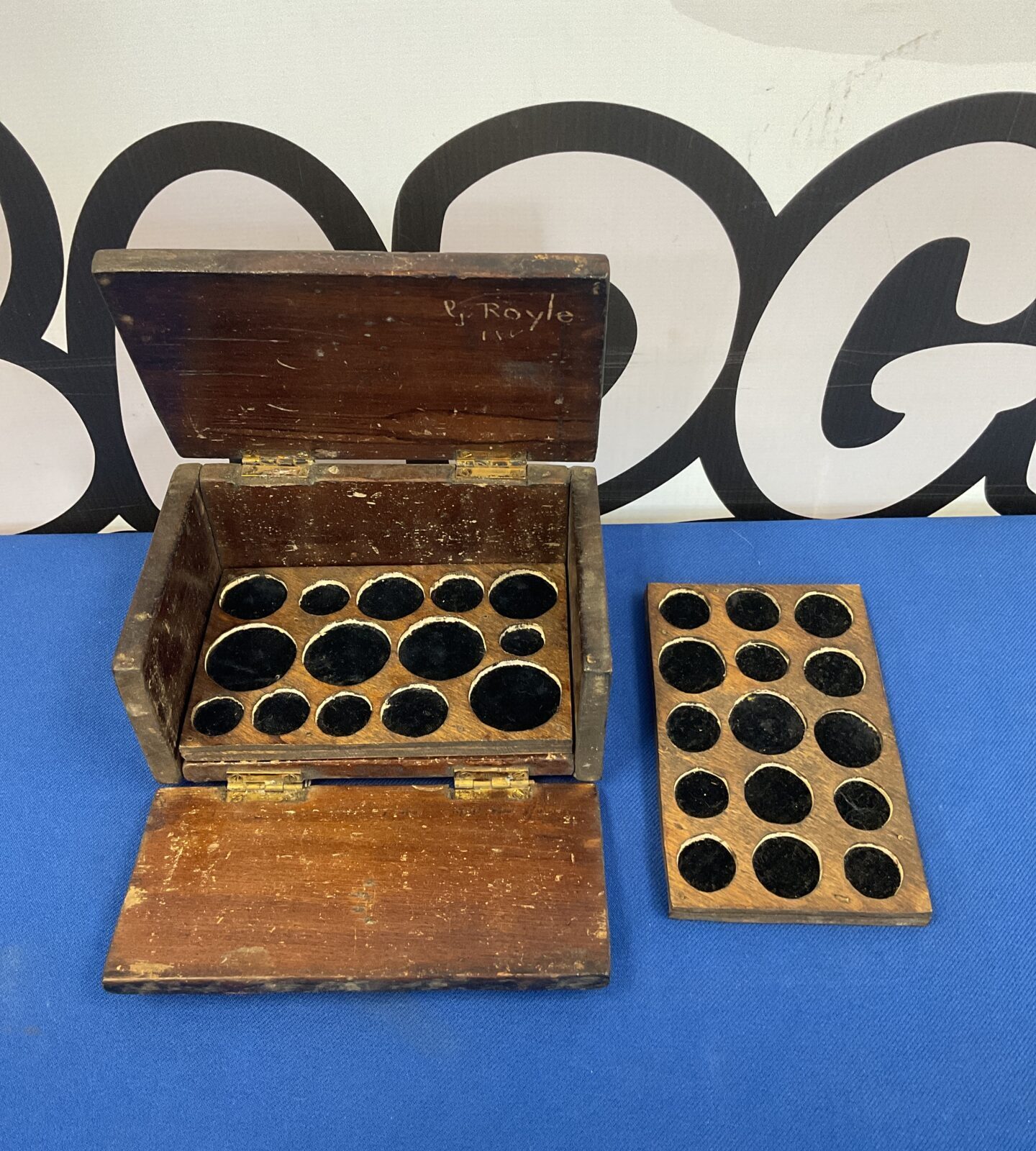 Vintage wooden coin collectors box