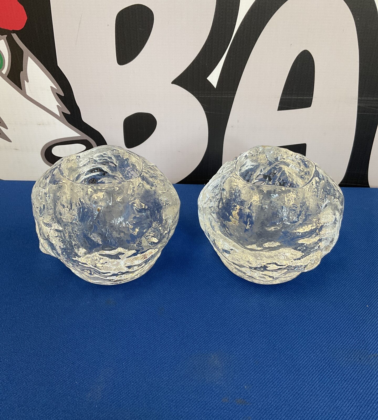 Pair of kosta boda snowball votive candle holders