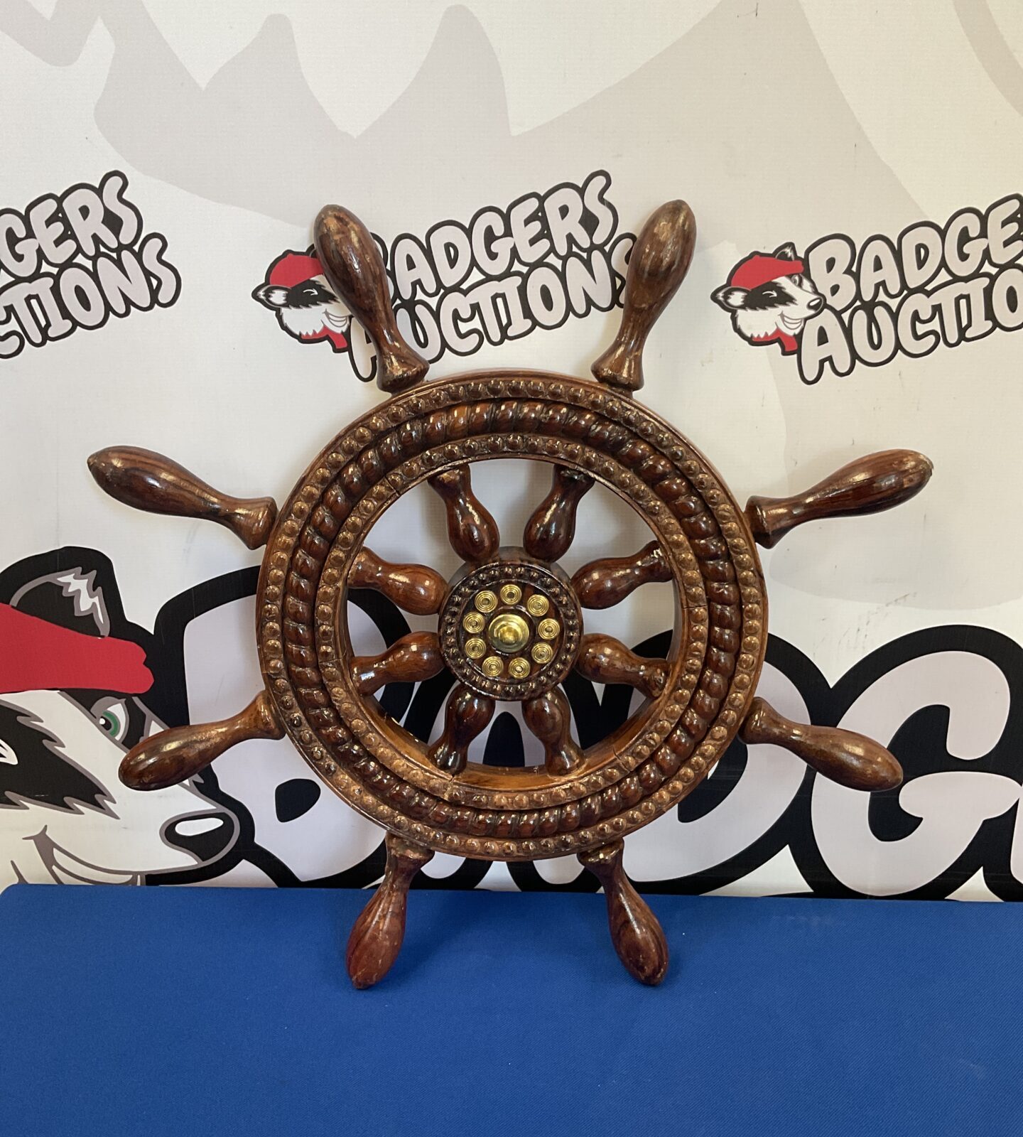 Wooden wall hanging ships wheel
