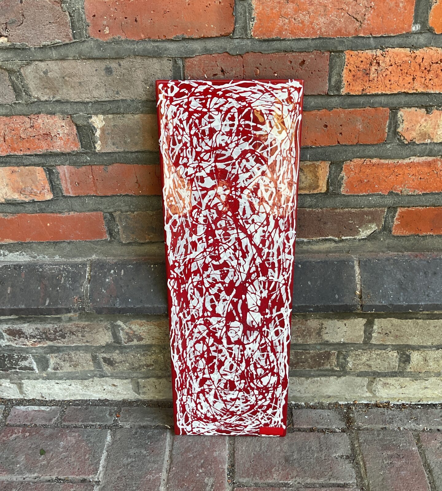 J collins red art glass wall panel