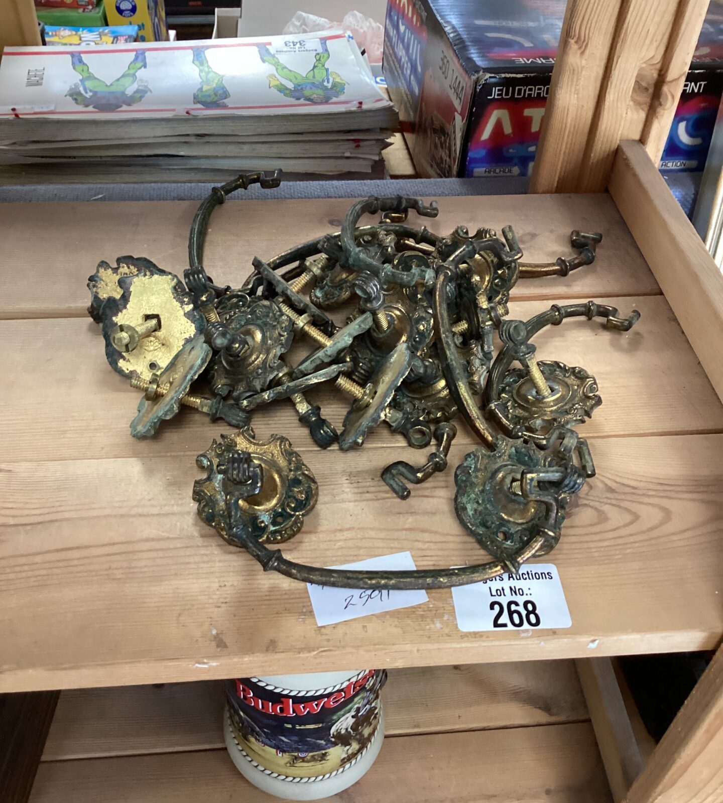 Sets of vintage brass drawer handles