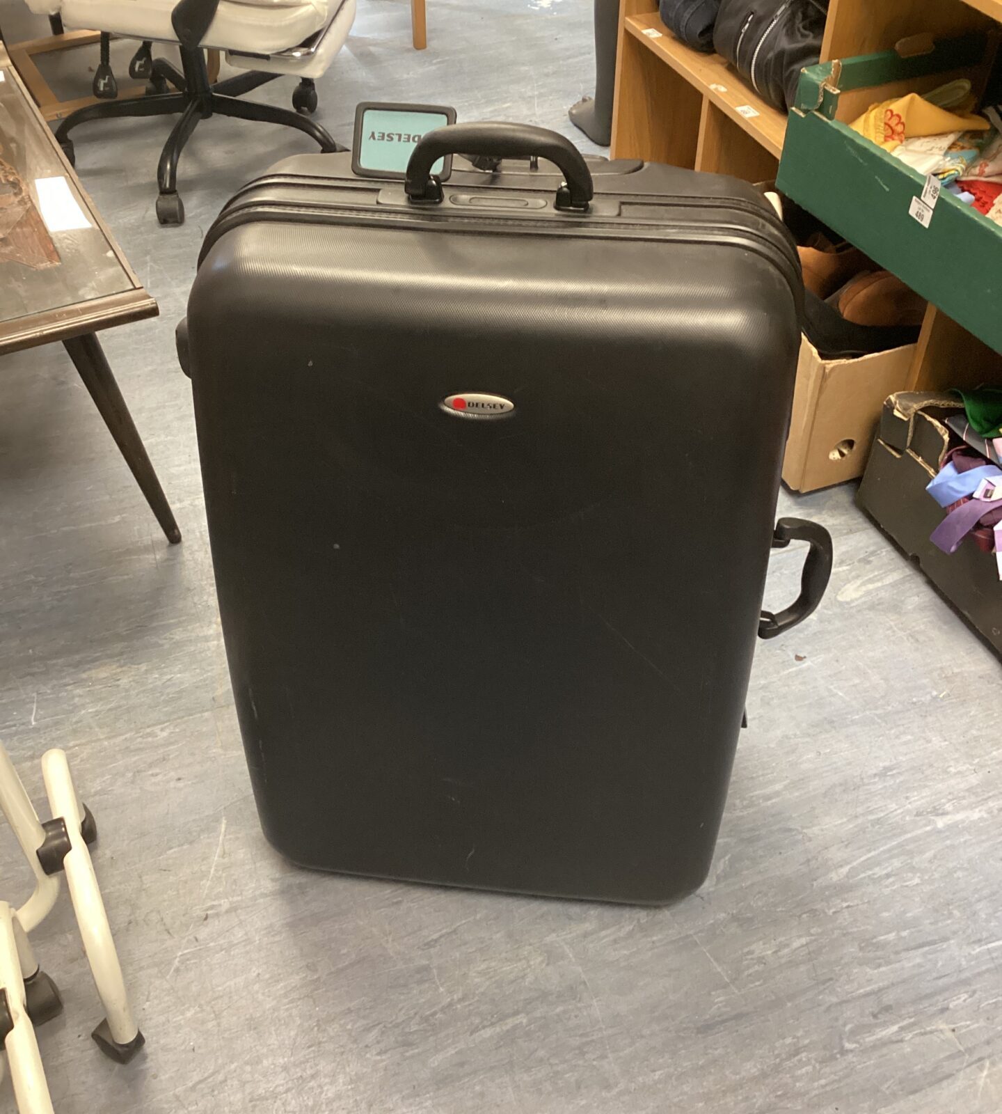 Densley wheeled hard case suitcase with extendable handle