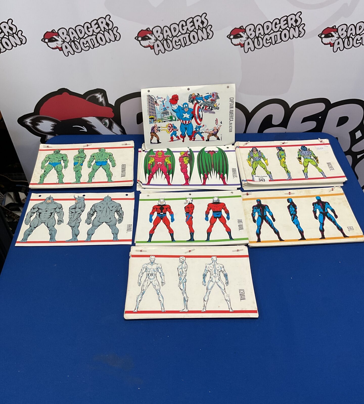 Collection of retro marvel character description cards
