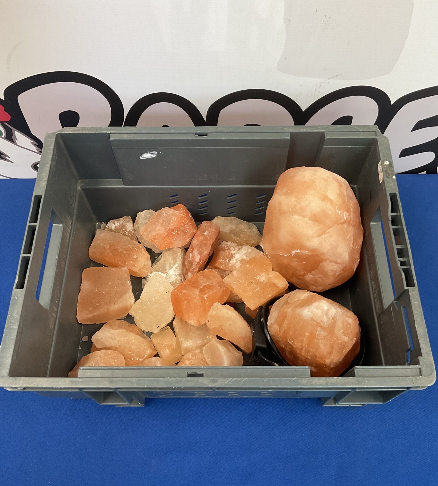 Box of himilayan salt rock lamps & rocks
