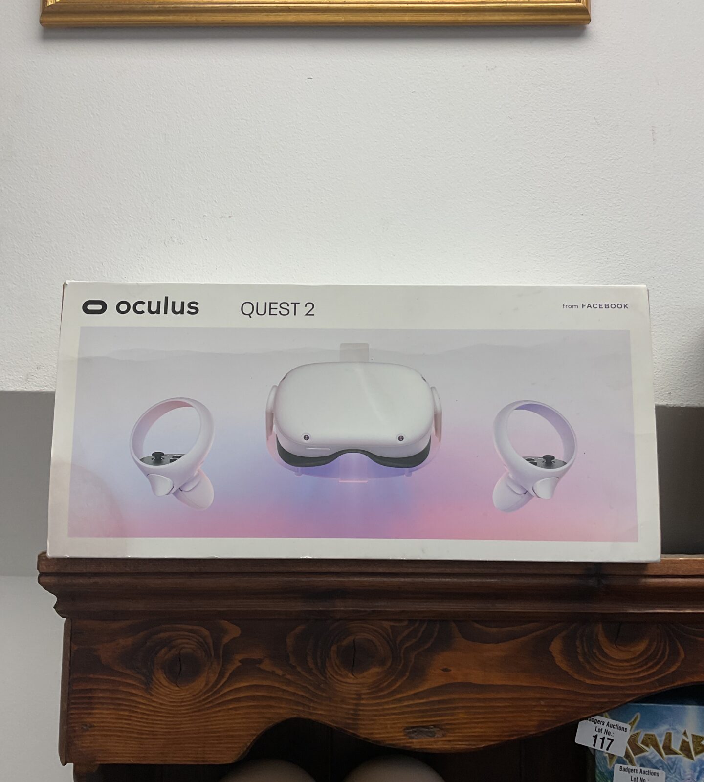 Oculus quest 2 virtual reality headset with controllers
