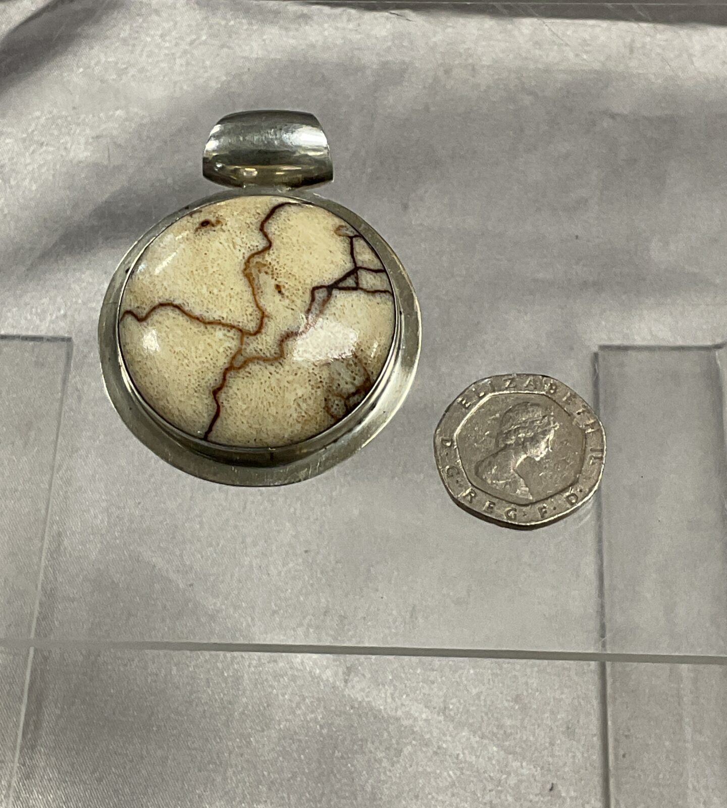 silver marble pendant