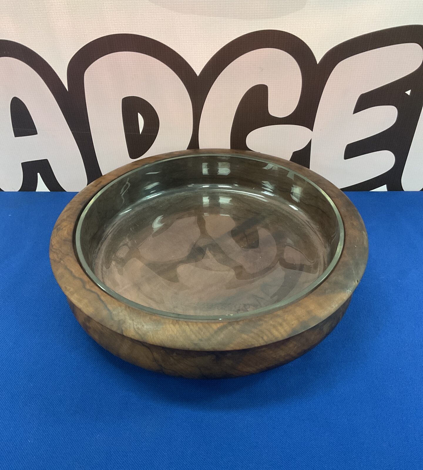 Large vintage walnut tobacco mixing bowl