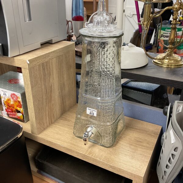 Glass eiffel tower shaped drink dispenser