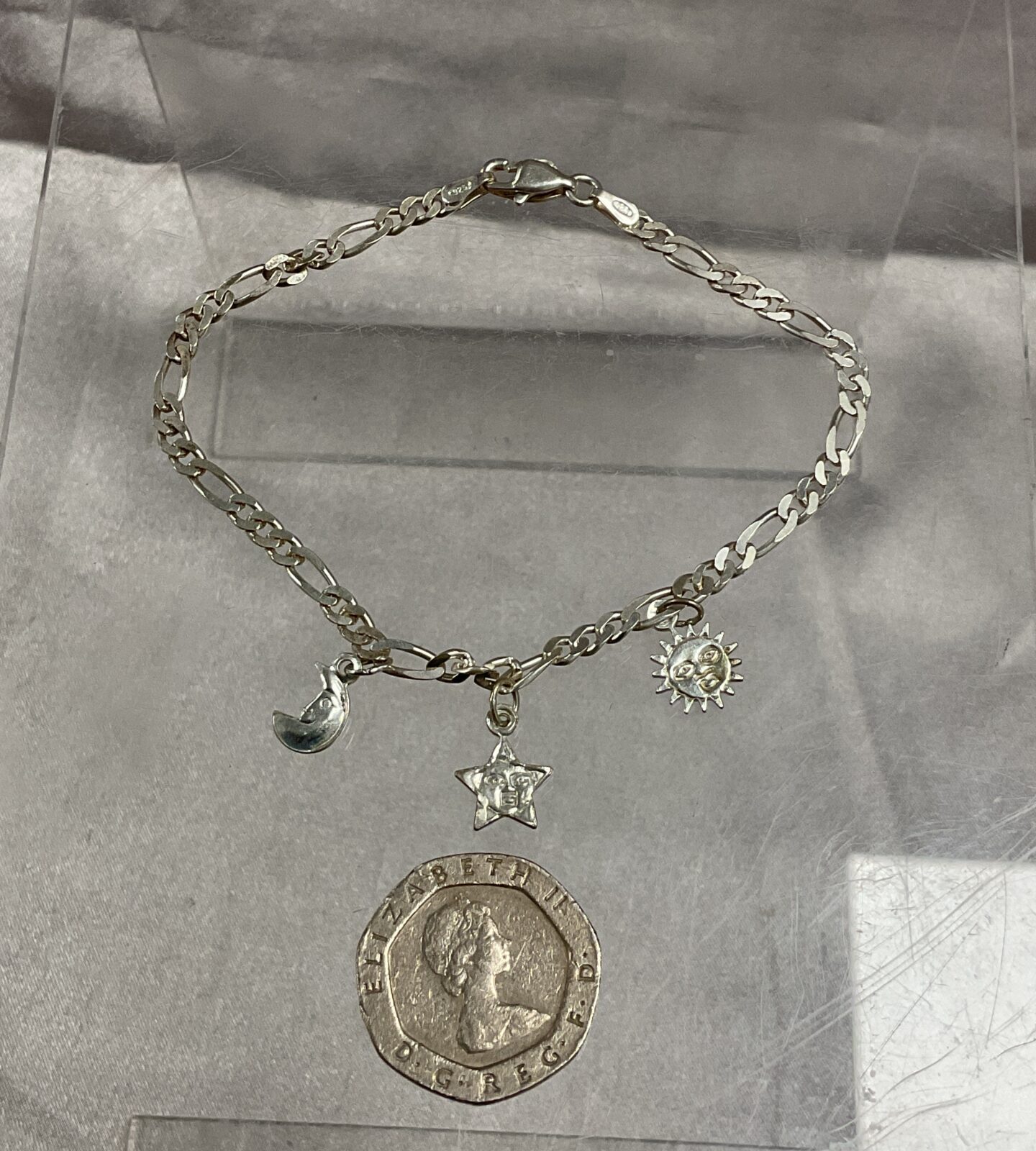 925 silver sun moon and stars Charm bracelet